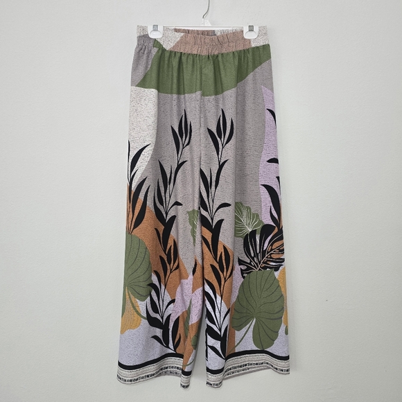 Sweet Rain Pants - SWEET RAIN Tropical Print Wide Leg Palazzo Pant Women's XL Summer